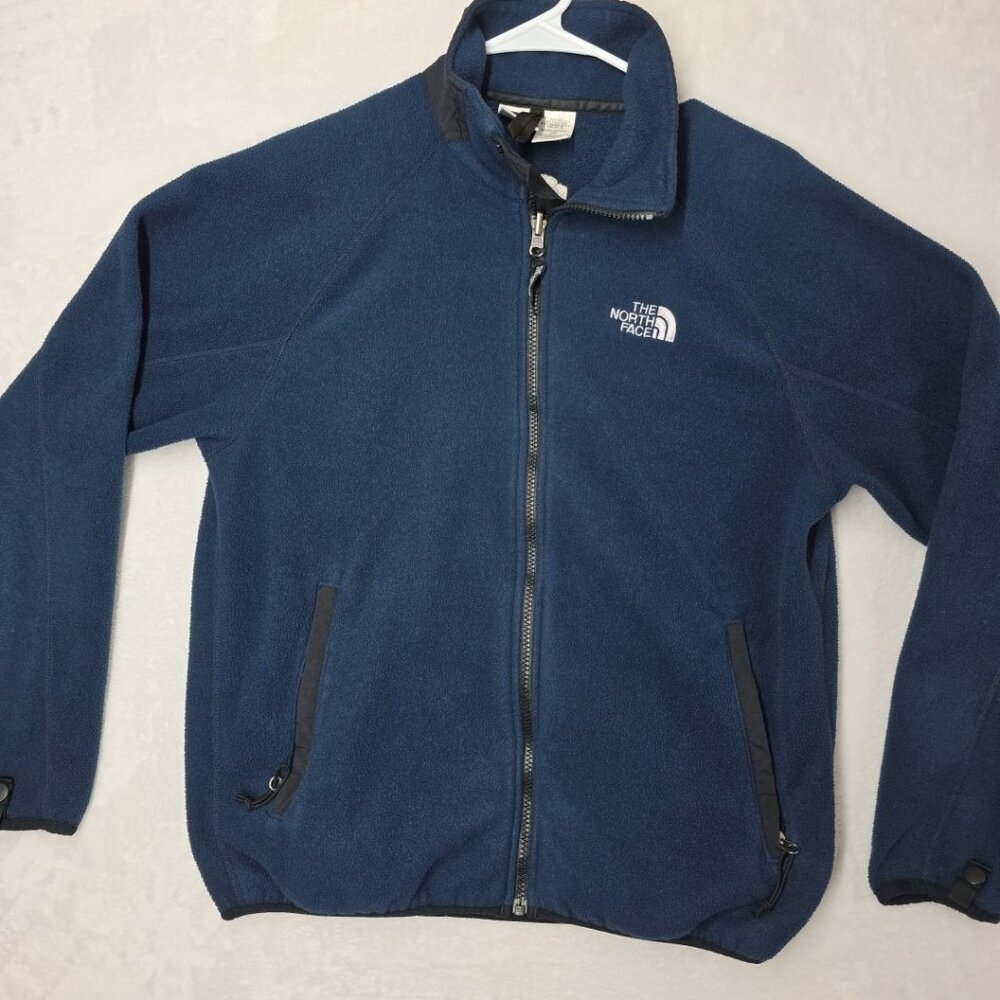 The North Face Mens PolarTec Navy Blue Fleece Jacket Sz S Full Zip With Pockets